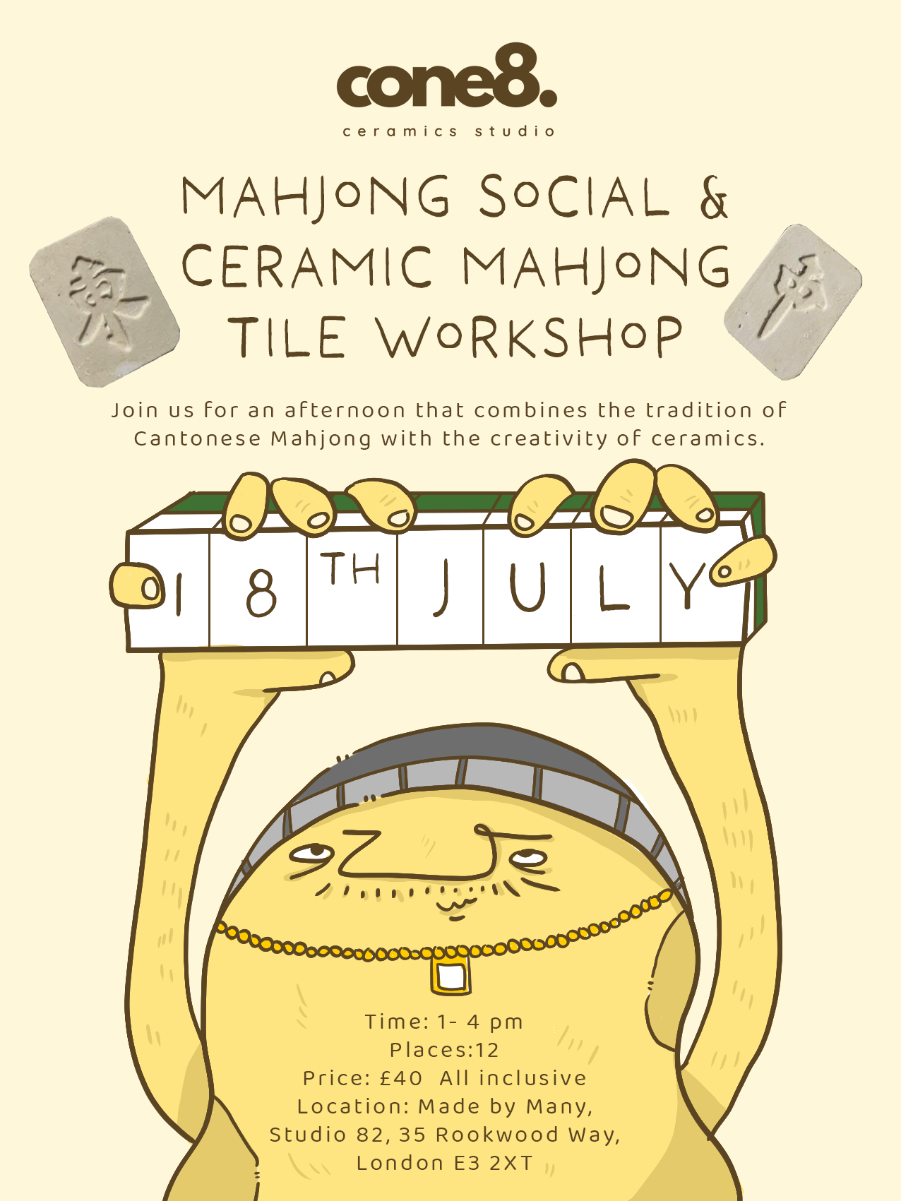 Pottery Workshop: Made By Many X Cone 8 Ceramics Mahjong Social & Ceramic Mahjong Tile Making
